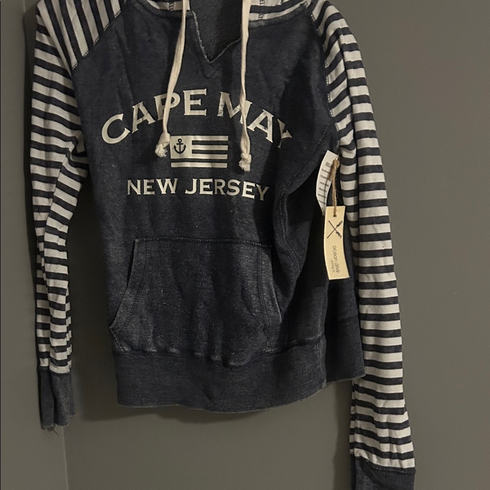 Navy and White Striped Cape May Hoodie